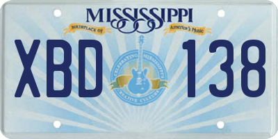 MS license plate XBD138