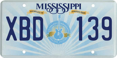 MS license plate XBD139
