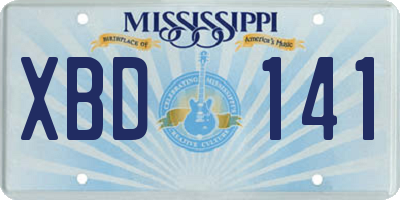 MS license plate XBD141