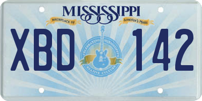 MS license plate XBD142