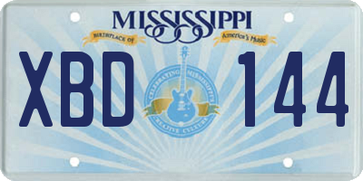 MS license plate XBD144