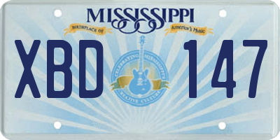 MS license plate XBD147