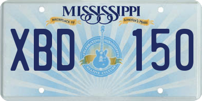 MS license plate XBD150
