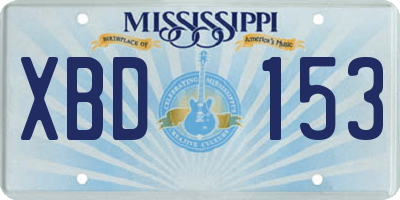 MS license plate XBD153