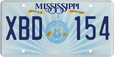 MS license plate XBD154
