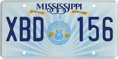 MS license plate XBD156