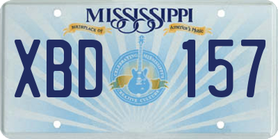 MS license plate XBD157