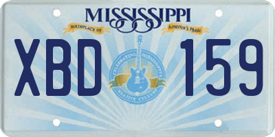 MS license plate XBD159