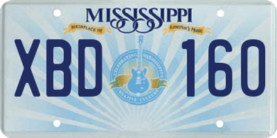 MS license plate XBD160