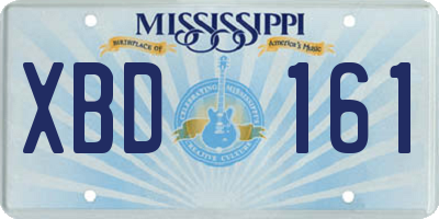 MS license plate XBD161