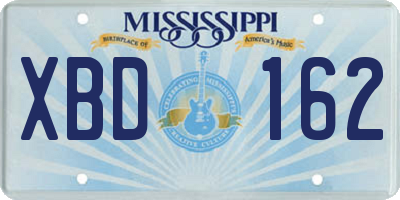 MS license plate XBD162