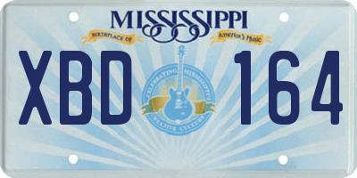 MS license plate XBD164