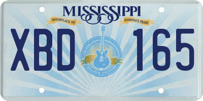 MS license plate XBD165