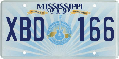 MS license plate XBD166