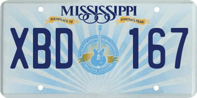 MS license plate XBD167