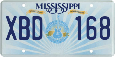MS license plate XBD168