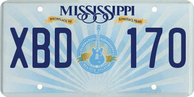 MS license plate XBD170