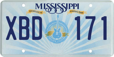 MS license plate XBD171