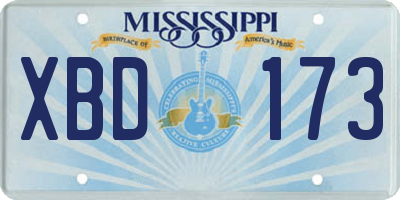 MS license plate XBD173