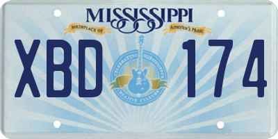 MS license plate XBD174