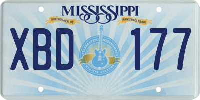 MS license plate XBD177