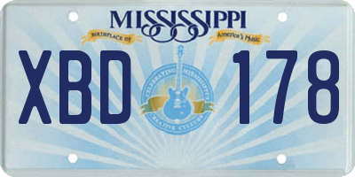 MS license plate XBD178