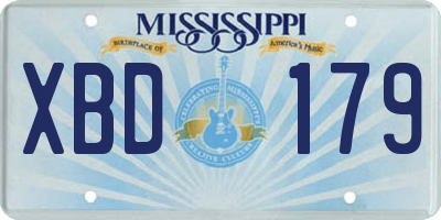 MS license plate XBD179