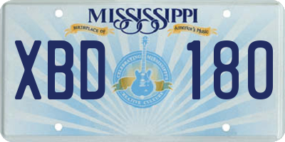 MS license plate XBD180