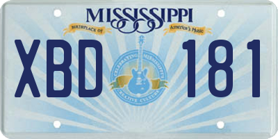 MS license plate XBD181
