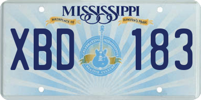 MS license plate XBD183