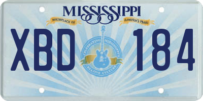 MS license plate XBD184