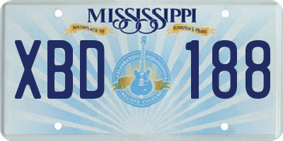 MS license plate XBD188