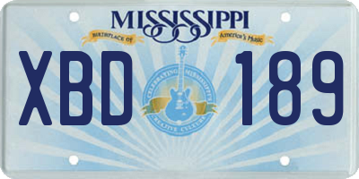 MS license plate XBD189