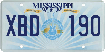 MS license plate XBD190