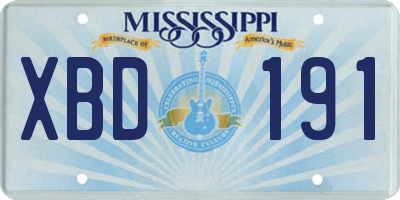 MS license plate XBD191
