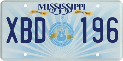 MS license plate XBD196