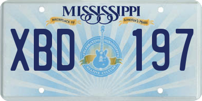 MS license plate XBD197