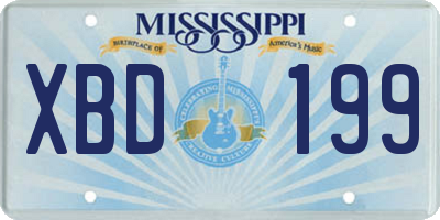 MS license plate XBD199