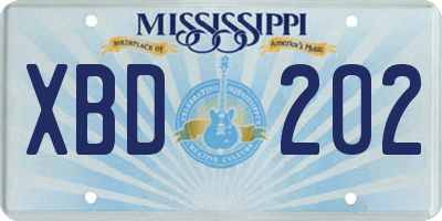 MS license plate XBD202