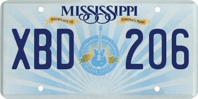 MS license plate XBD206
