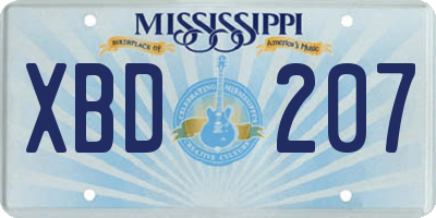 MS license plate XBD207