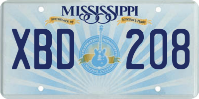 MS license plate XBD208