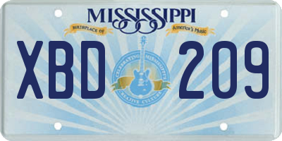 MS license plate XBD209