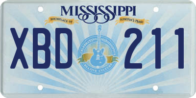 MS license plate XBD211