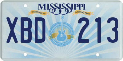 MS license plate XBD213