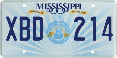 MS license plate XBD214