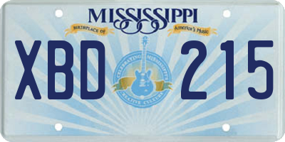 MS license plate XBD215