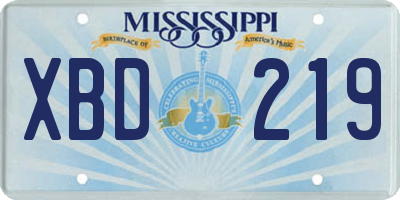 MS license plate XBD219