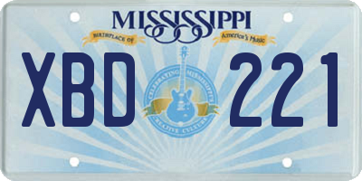 MS license plate XBD221