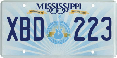 MS license plate XBD223